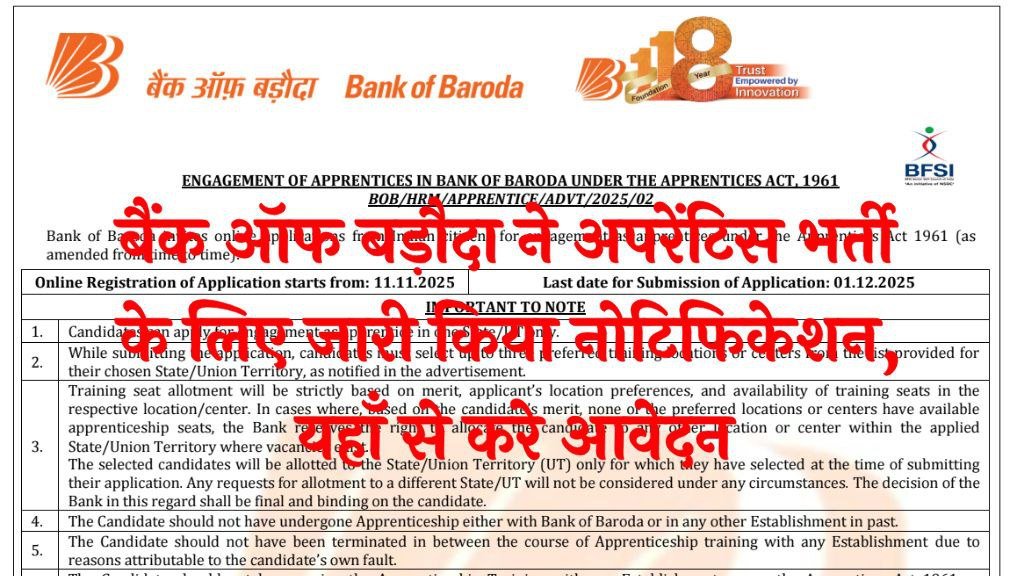 Bank of Baroda Apprentice Recruitment 2025