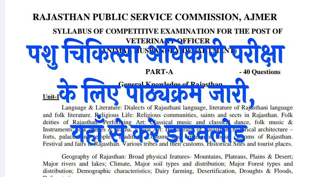 Veterinary Officer Syllabus 2025