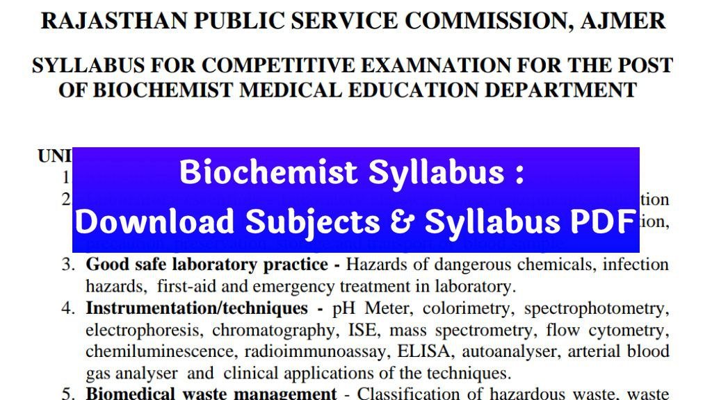 Biochemist Syllabus