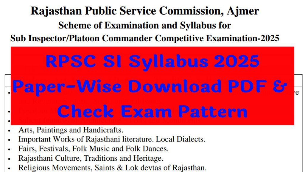 RPSC SI Syllabus 2025